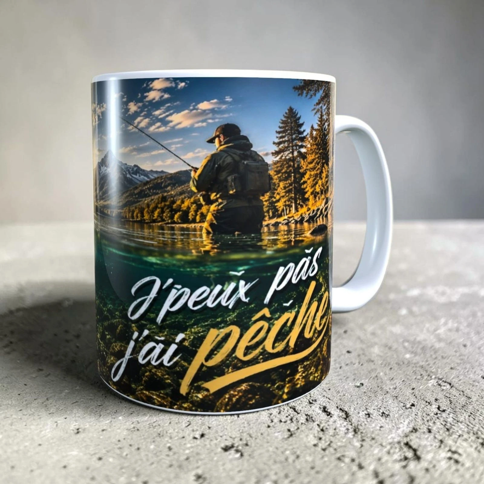 Mug humour j'peux pas j'ai pêche